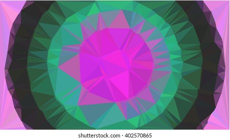 Green black pink circle low poly background