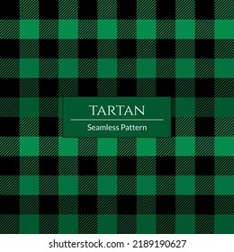 Green and Black plaid pattern vector background, Tartan fabric texture