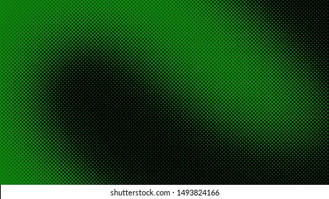 Green and black pop art background with dots design, abstract vector illustration in retro comics style