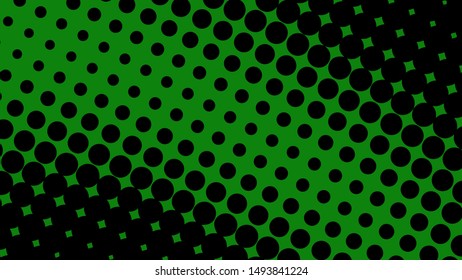 Green and black pop art background in retro comic style with halftone dots design isolated