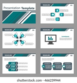 Green and black presentation template Infographic elements flat design set for marketing