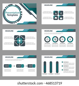 Plantilla de presentación verde y negro Elementos infográficos conjunto de diseño plano para el folleto