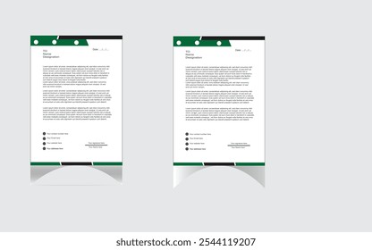 Verde e preto profissional, moderno, limpo design de modelo Letterhead, vetor, ilustração. eps