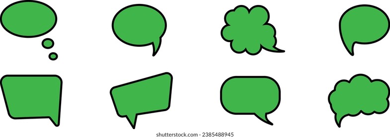 Green and black Quote cartoon vector bubbles for text, speech. Quotation box frames with borders design for comment, title, citation, chat, blog, note, mark. Vector illustration