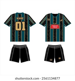 Green Black Retro Jersey Mockup With Stripe Model