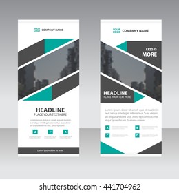 Green black roll up business brochure flyer banner design , cover presentation abstract geometric background, modern publication x-banner and flag-banner, layout in rectangle size.