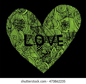 green and black Romantic Valentine Hearts Background Floating with Happy Valentines Day Greetings. Vector Illustration