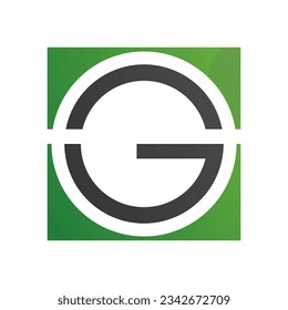 Redondo verde y negro y letra cuadrada G Icono en fondo blanco