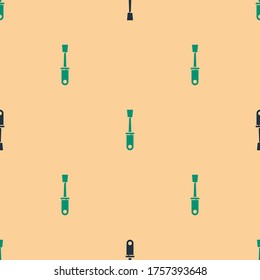 Green und schwarz Schraubendreher Symbol einzeln auf beigem Hintergrund. Symbol für Service-Tools.  Vektorgrafik
