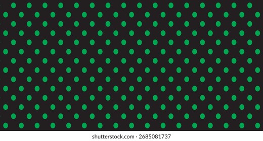 Green and black seamless polka dot pattern vector