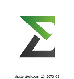 Green and Black Sharp Elegant Letter E Icon on a White Background