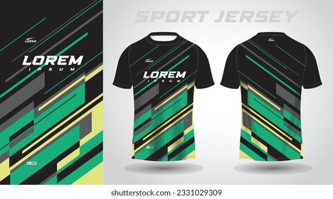 camiseta negra verde fútbol deporte jersey diseño maqueta