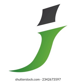 Green and Black Spiky Italic Letter J Icon on a White Background