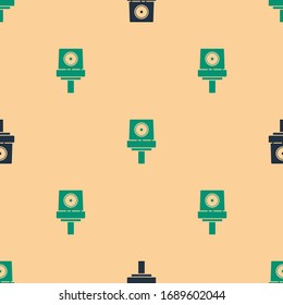 El Spray verde y negro puede crear un icono de capuchón aislado sin fisuras en el fondo beige. Ilustración vectorial