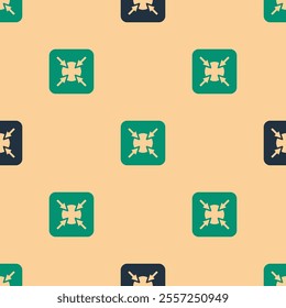 Green and black Target financial goal concept icon isolated seamless pattern on beige background. Symbolic goals achievement, success.  Vector