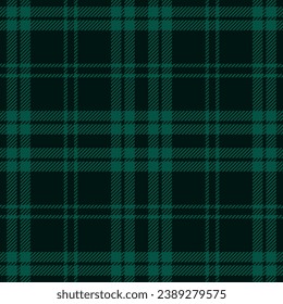 Green and black tartan plaid pattern. Vector seamless check pattern for plaid fabric, flannel shirt, blanket, clothes, skirt, tablecloth, textile.