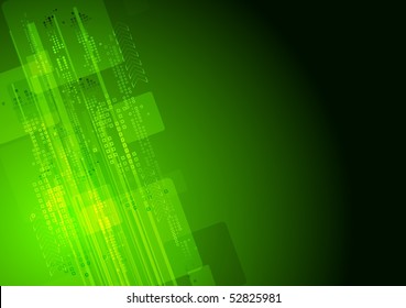 Green And Black Tech Background - Eps 10