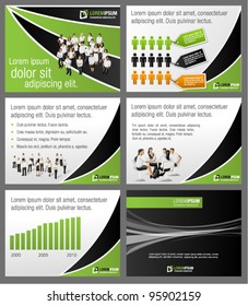 Green and black template for advertising brochure with business people