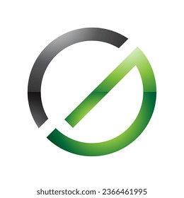 Green and Black Thin Round Glossy Letter G Icon on a White Background