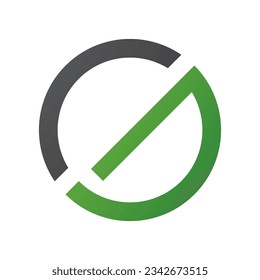 Green und Black Thin Round Letter G Symbol auf weißem Hintergrund