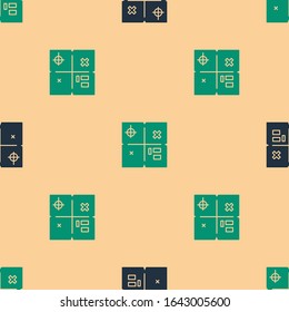 Icono del mapa del tesoro verde y negro aislado sin fisuras en el fondo beige.  Ilustración vectorial