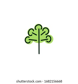 Green and black tree icon on white background. Isolated forest hand drawn nature illustration. Tree silhouette icon. Vector