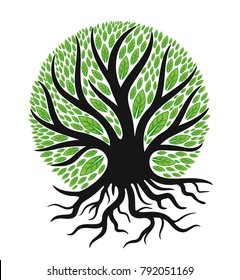 Green and Black tree with root. full editable file included.