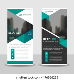 Green black Triangle Business Roll Up Banner flat design template ,Abstract Geometric banner template Vector illustration set,