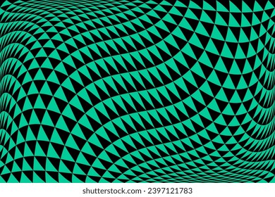 Green and Black Triangles Pattern. Abstract Textured Background with 3D Illusion Effect. Vector Art.