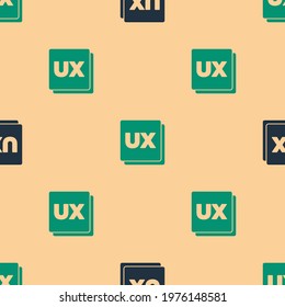 Green and black UI or UX design icon isolated seamless pattern on beige background.  Vector