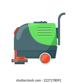 Green and black vacuum cleaner with sprayer illustration. Floor cleaning machine, home cleaning tool. Maintenance, household, housekeeping concept