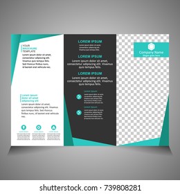 Green and black vector business trifold Leaflet Brochure Flyer template flat design set