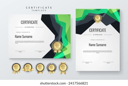 Green and black vector modern luxury certificate corporate template design
