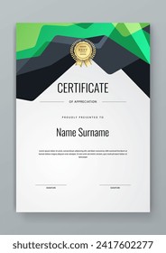 Green and black vector modern luxury certificate corporate template design