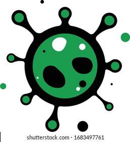 Green and Black Vector Virus Icon