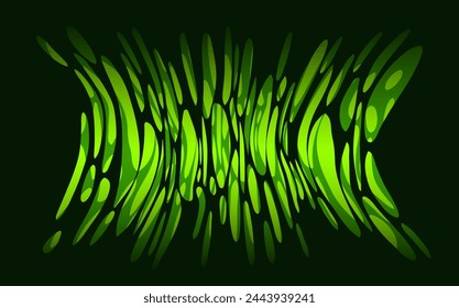 Green and black viscous liquid in stretched form. 