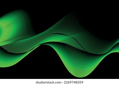 fondo abstracto de onda verde y balack, adecuado para la página de inicio y el fondo del escritorio del ordenador. 3.ᵉʳ vector