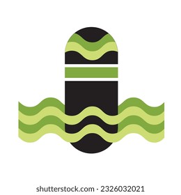 icono vector de ondas verdes y negras
