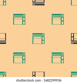 Green and black Website template icon isolated seamless pattern on beige background. Internet communication protocol.  Vector Illustration