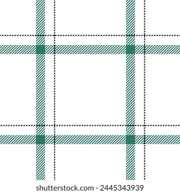 Green, black and white color striped lines seamless plaid pattern for textile design, napkin, blanket, handkerchief, cover, tablecloth, scarf. EPS 10 vector illustration.