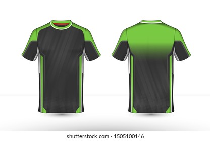 Green, black and white layout e-sport t-shirt design template