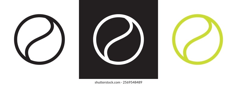 Green, black and white tennis ball set. isolated on white and black background. vector illustration. EPS 10 