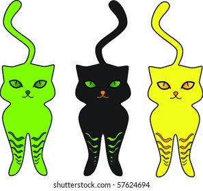 Green, black and yellow cat