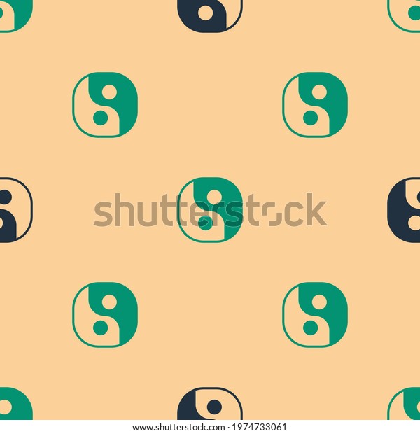 Green Black Yin Yang Symbol Harmony Stock Vector (Royalty Free