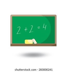 green blackboard with chalk and chalk inscriptions