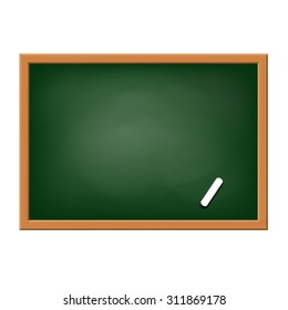 Green blackboard with chalk. Isolated on white background. Stock vector image.