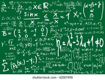 Green blackboard with mathematics formula - vector illustration