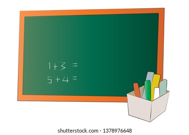 Green blackboard on white background.