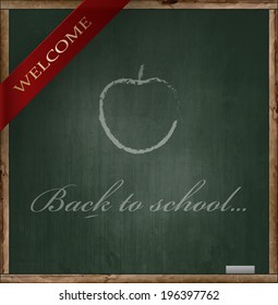 Green Blackboard With Text And Apple