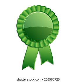 Green Blank Award Rosette With Ribbon